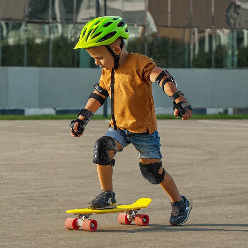 JBM Kids Knee Pad Elbow Pads and Wrist Guards Protective Gear Set for Skateboarding Cycling Roller Skating Inline Skating Scooter Riding BMX Biking Sports (Black) - Image 5